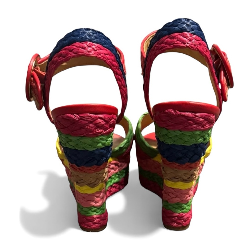 NEW Alice + Olivia Rainbow Espadrilles Raffia Platform Wedge Sandals Shoes 8.5 - Picture 5 of 9